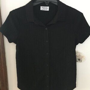 Jolie and Joy Button Up Black Crop Top Juniors Size Small NWT